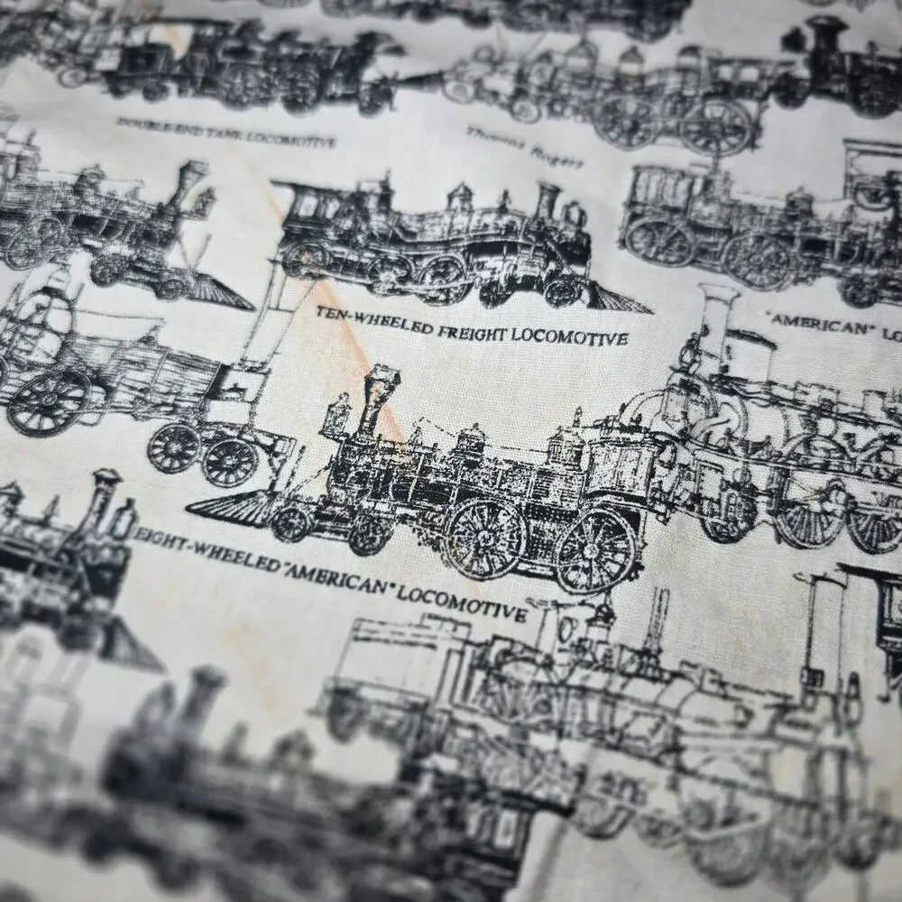 Vintage Historical Steam Locomotive Train Handkerchief Bandana Scarf Made in USA